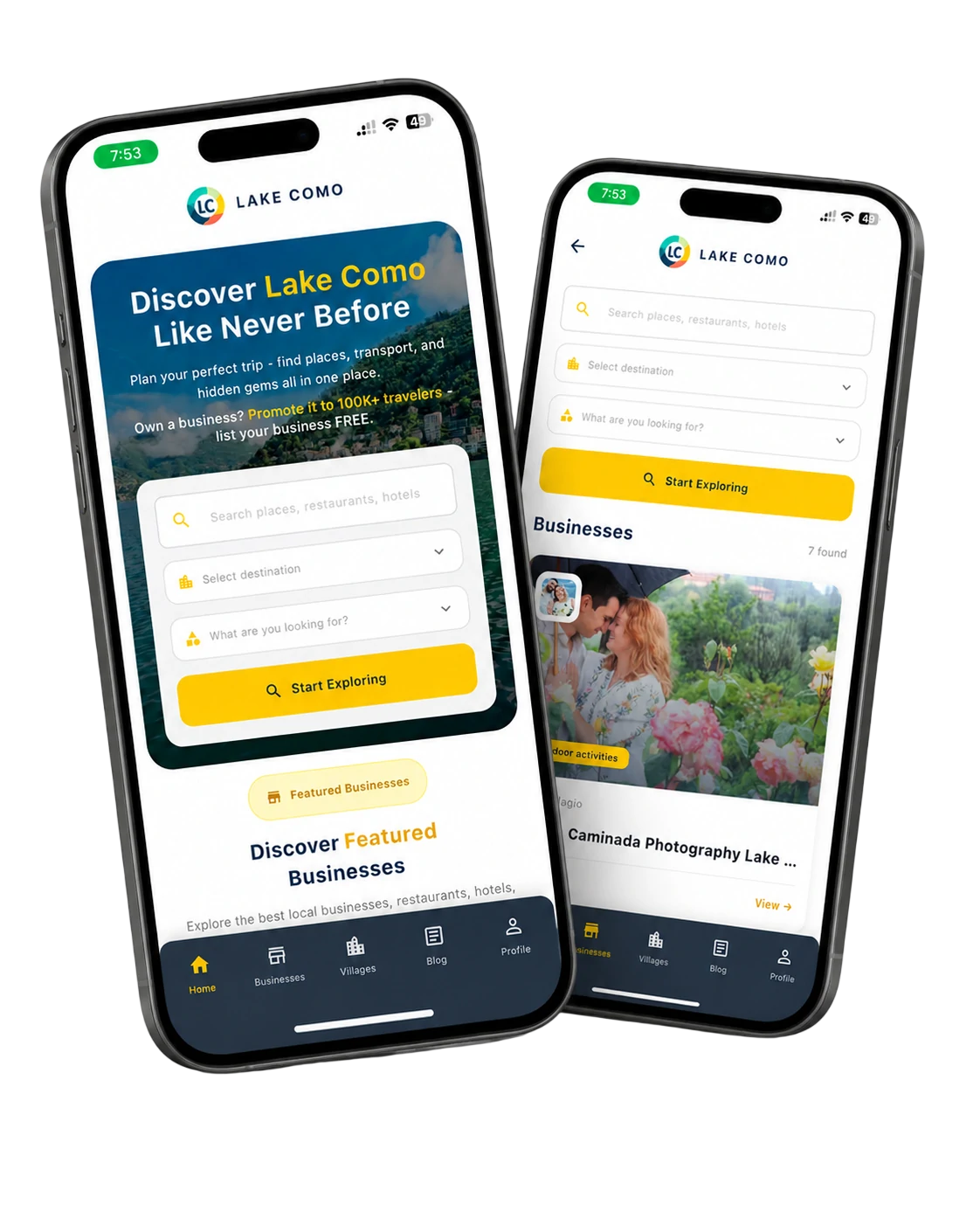 Lake Como App Screenshots